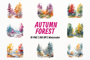 Autumn Forest Watercolor Collection, a Decorative Illustration by New-School-Wave