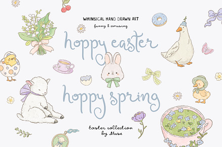 Hoppy Easter Hoppy Spring Clipart, a Decorative Illustration by Muse Artist