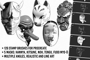 Japanese Mask Pack - Procreate Brush, a Brush Add-On by InkRef (Thumbnail 2 of 6)