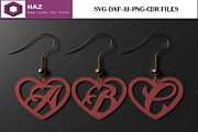 Heart Initial Earrings Laser Cut 134, a Graphic by AtacanDigital (Thumbnail 2 of 2)