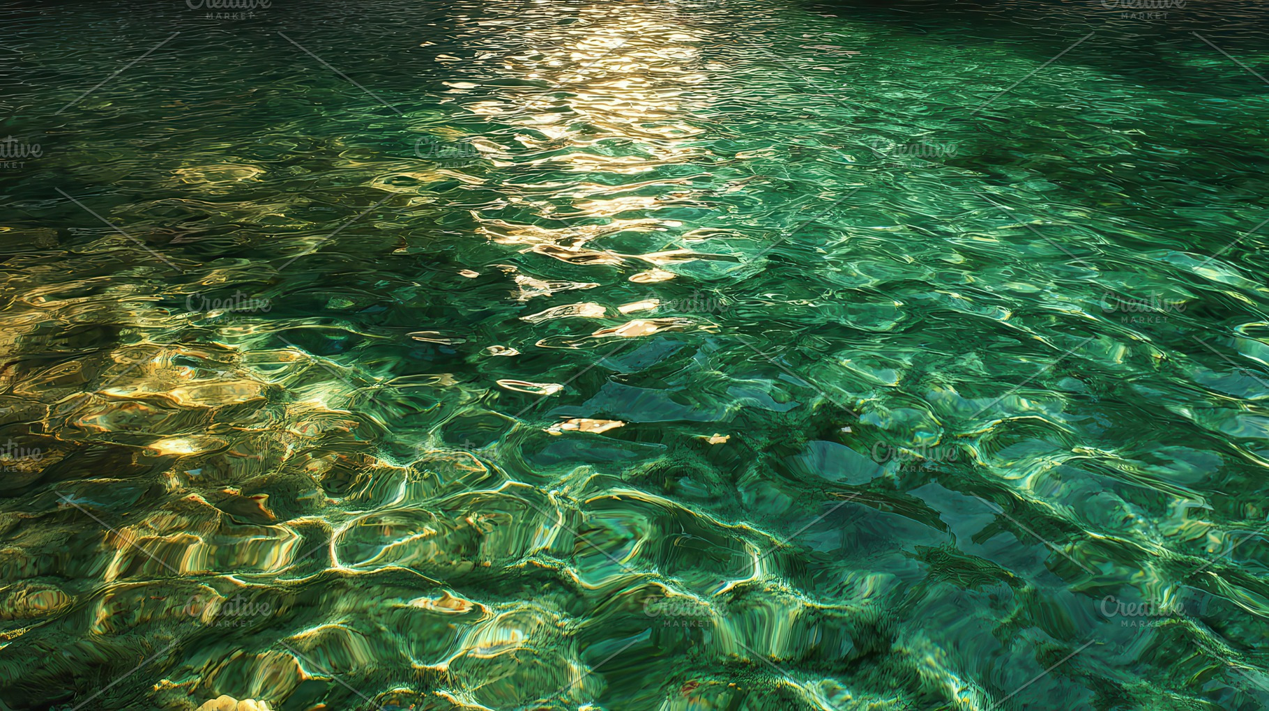 Sunlight shines on clear water, a Photo by Pavel_design