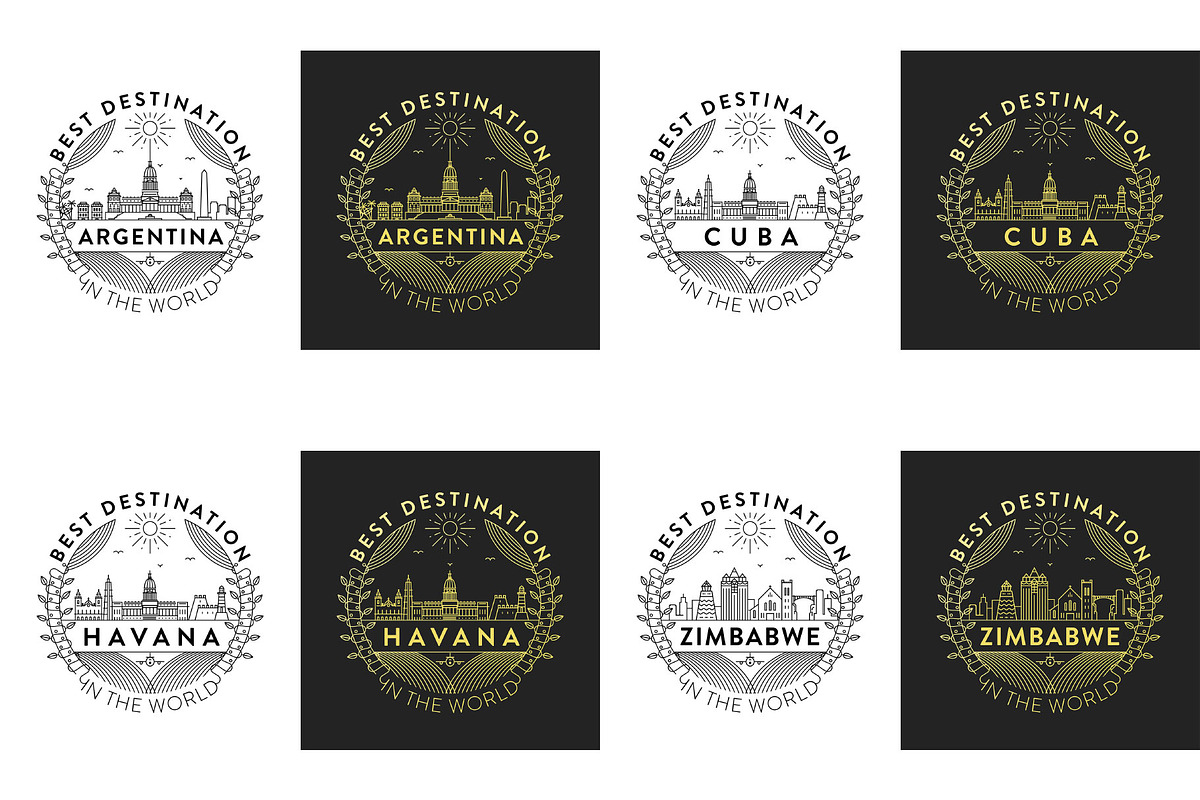 44 Linear City Badges, an Outline Icon by Kursat Unsal (Photo 21 of 25)
