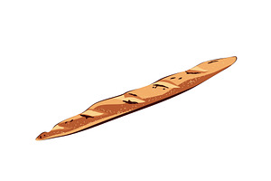 Long crusty and craft baguette, a Food Illustration by Toltemara