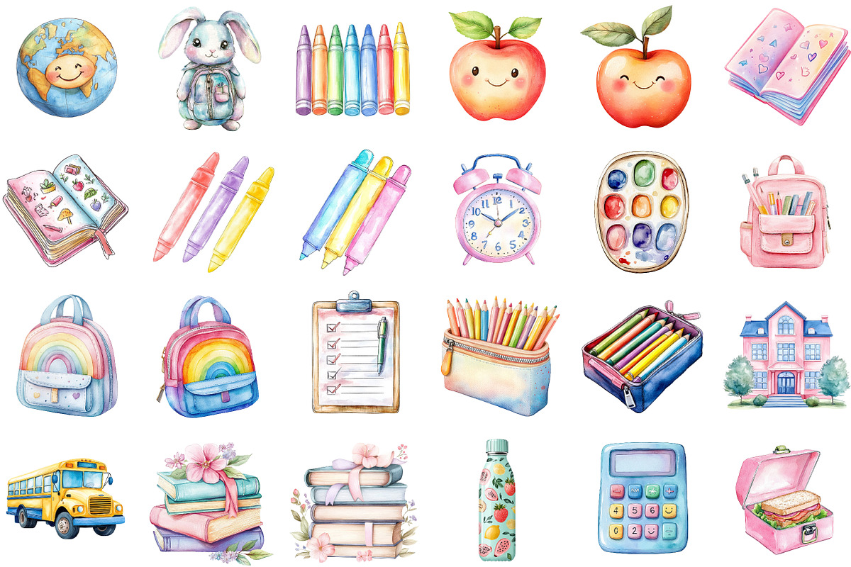 Pastel Back to School Clipart, an Illustration by Sublimation Artist (Photo 2 of 6)