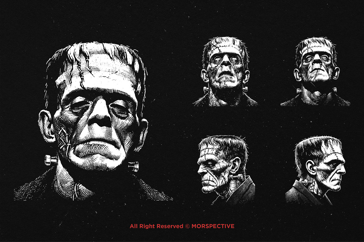 10 Bundle Dark Art Frankenstein Head, an Illustration by Morspective (Photo 3 of 7)