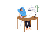 People do exercises at work desk set, a Work Illustration by PaperTrident (Thumbnail 3 of 9)