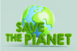 3d save the planet cartoon banner, a Plants & Tree 3D Model by Marozhkastudio