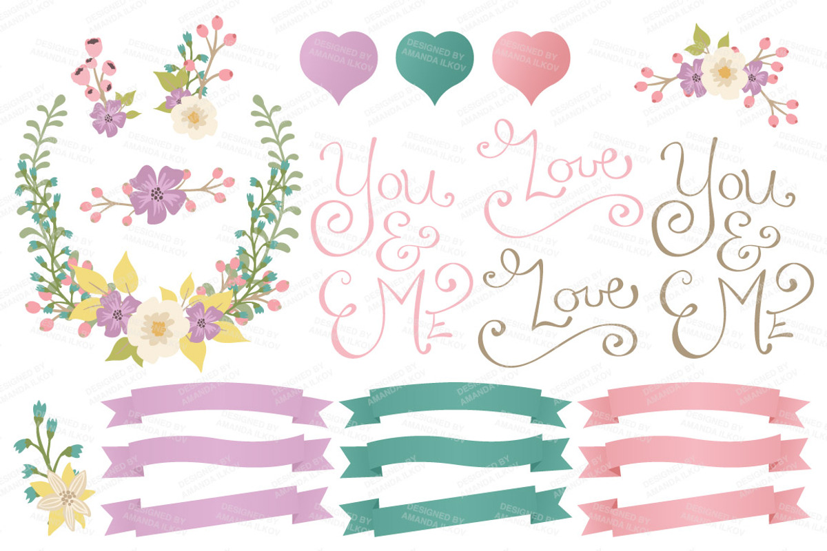 Garden Party Floral Heart & Banners, an Illustration by Amanda Ilkov (Photo 4 of 4)