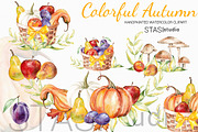 Autumn Harvest Watercolor Clipart, a Seasonal Illustration by STASIstudio (Thumbnail 1 of 4)