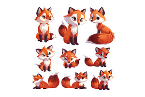 Fox cartoon vector set. Forest, an Animal Illustration by Onyx