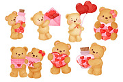 Cute Bear Valentine Clipart Set, an Animal Illustration by Nattapohncha (Thumbnail 2 of 4)