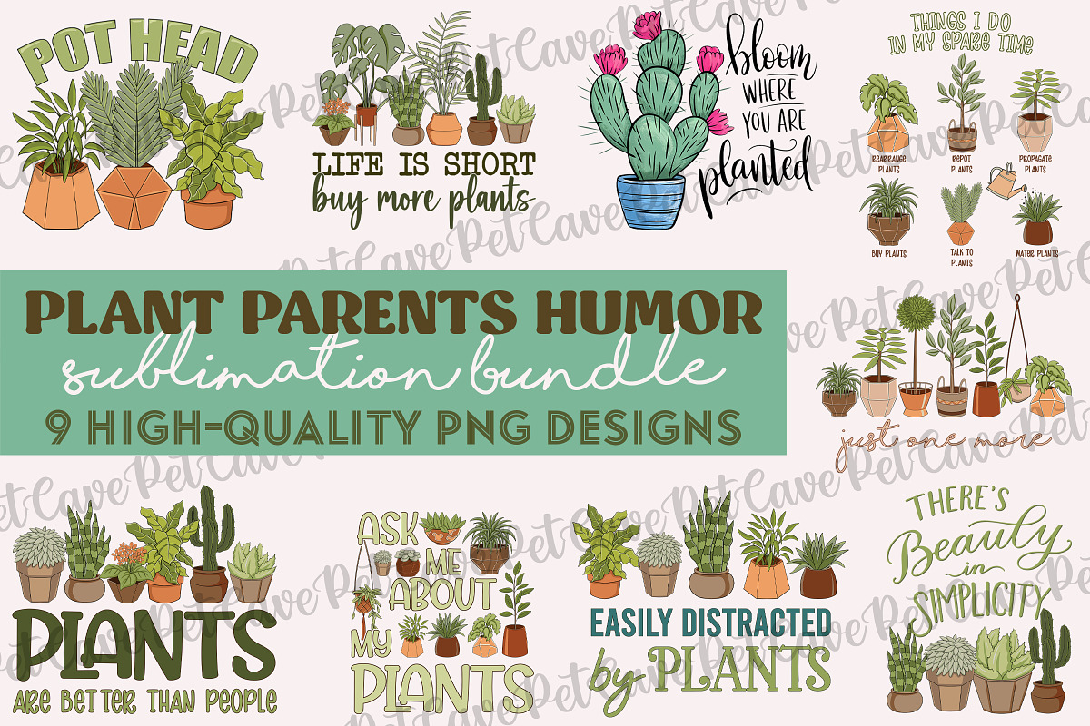 Plant Parent Humor PNG Bundle, an Illustration by Pet Cave (Photo 1 of 10)