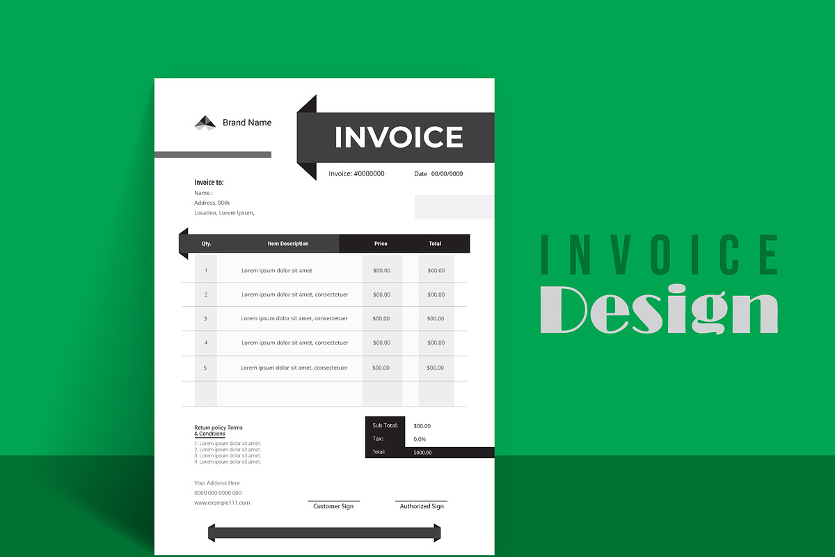 Simple Invoice Design Bundle, a Stationery Template by hkmonir (Photo 3 of 3)