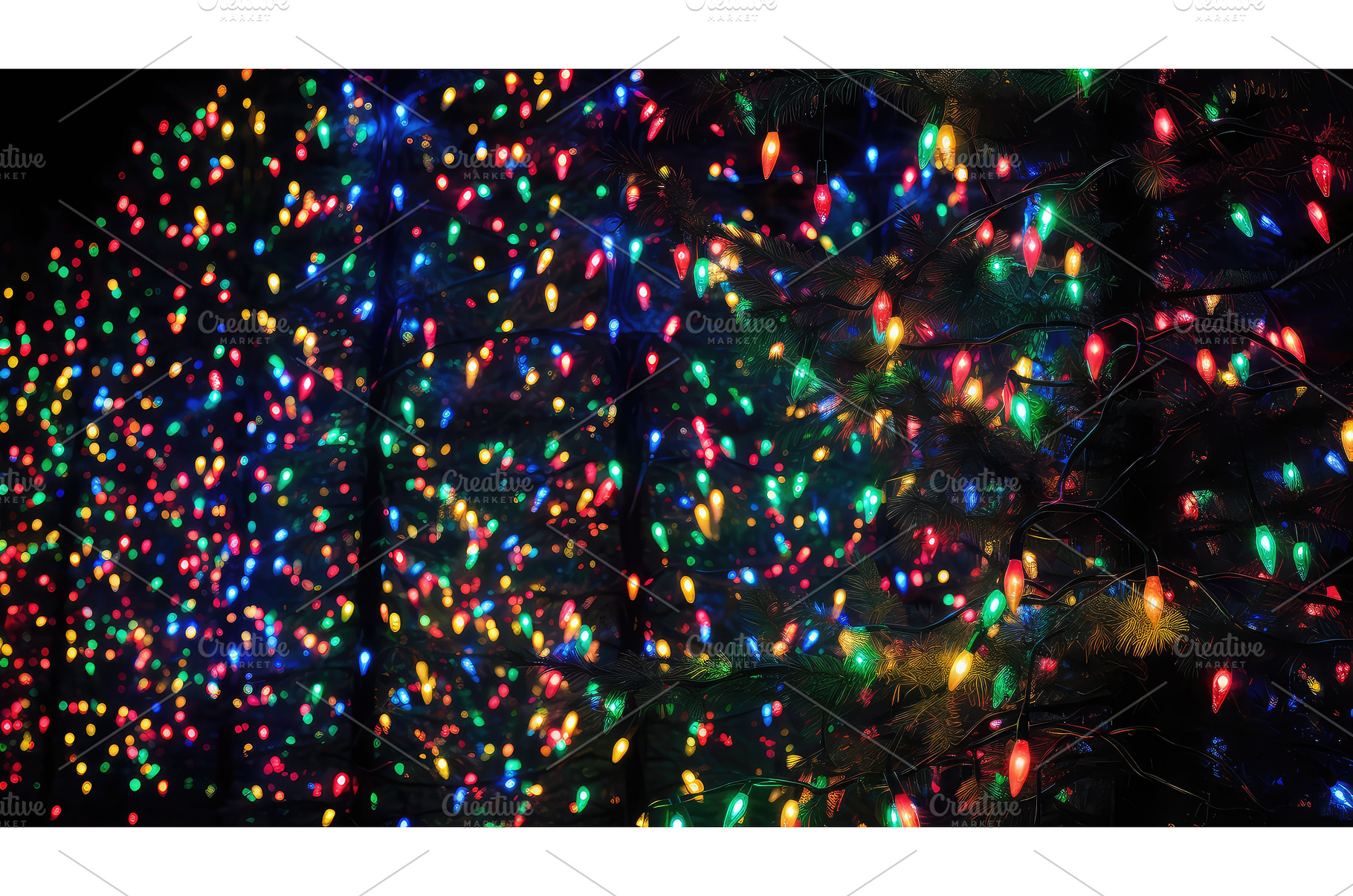 display christmas lights colorful ai, a Background Photo by pikepicture