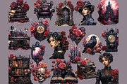Gothic Black Woman Clipart, a Person Illustration by GlamArtZhanna (Thumbnail 2 of 5)