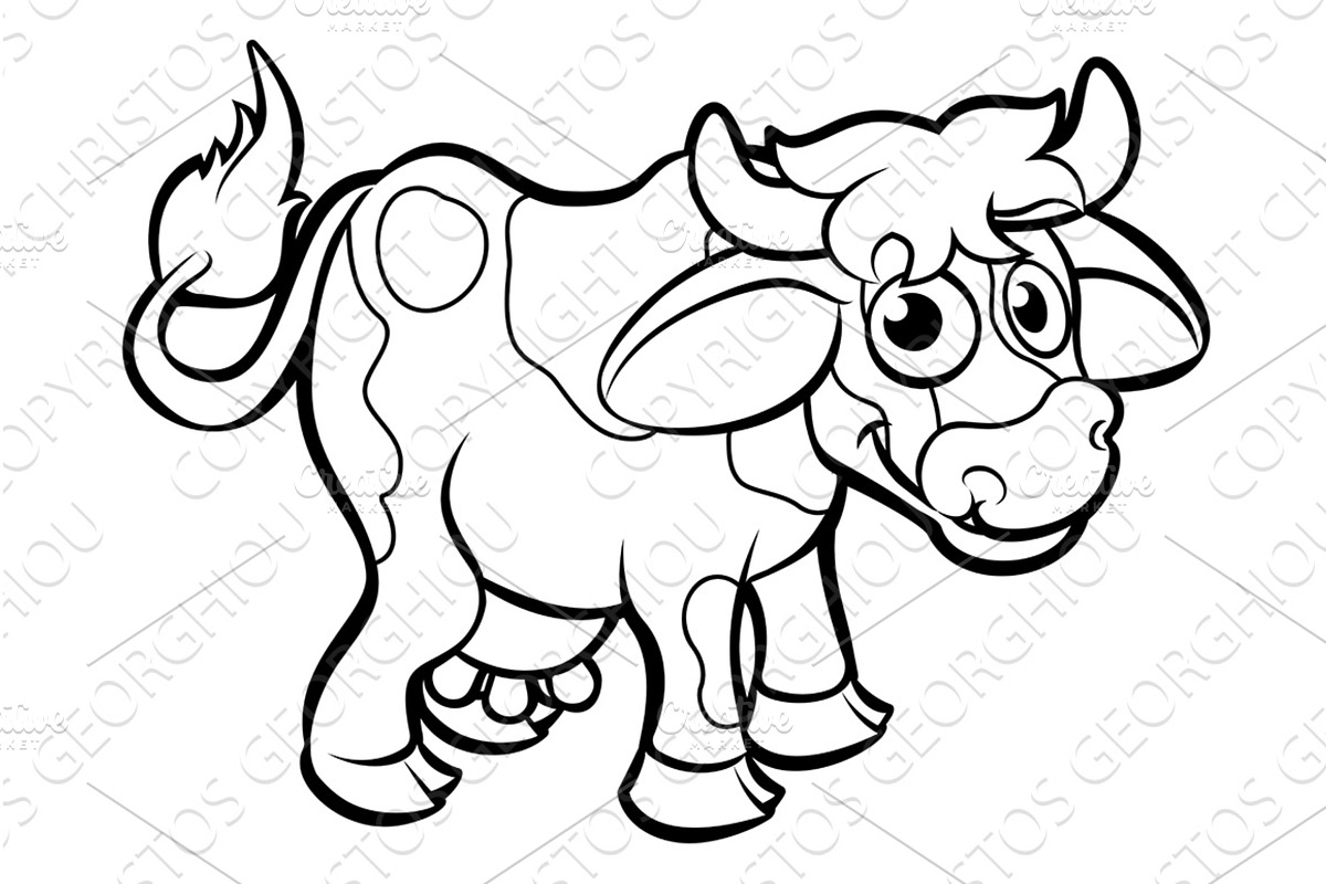 Cow Cartoon Character Farm Animal, an Animal Illustration by Christos Georghiou