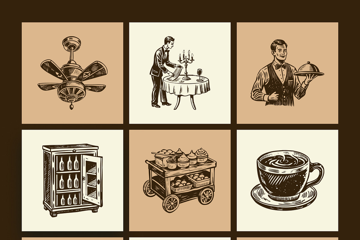 Vintage Restaurant Illustration Set, a Person Illustration by Prosymbols (Photo 10 of 10)