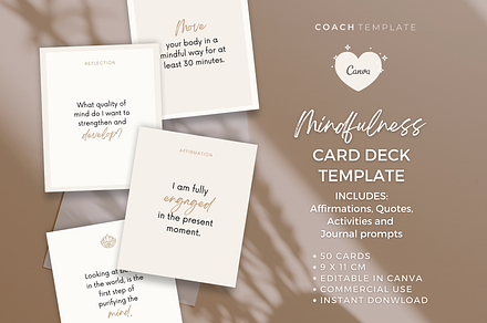 Mindfulness Card Deck Canva Template, a Card Template by COACHTEMPLATE