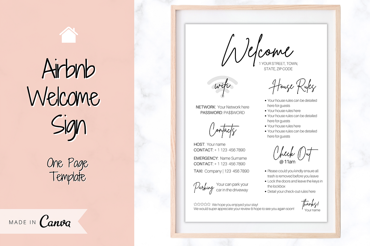 Airbnb Welcome Sign Poster Template, a Brochure Template by Templatables (Photo 1 of 11)