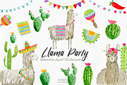 watercolor  llama clipart, an Animal Illustration by Autumn Breeze (Thumbnail 1 of 4)