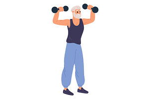 Strong, athletic elderly man lifting, a Sport Illustration by Vectorbuum