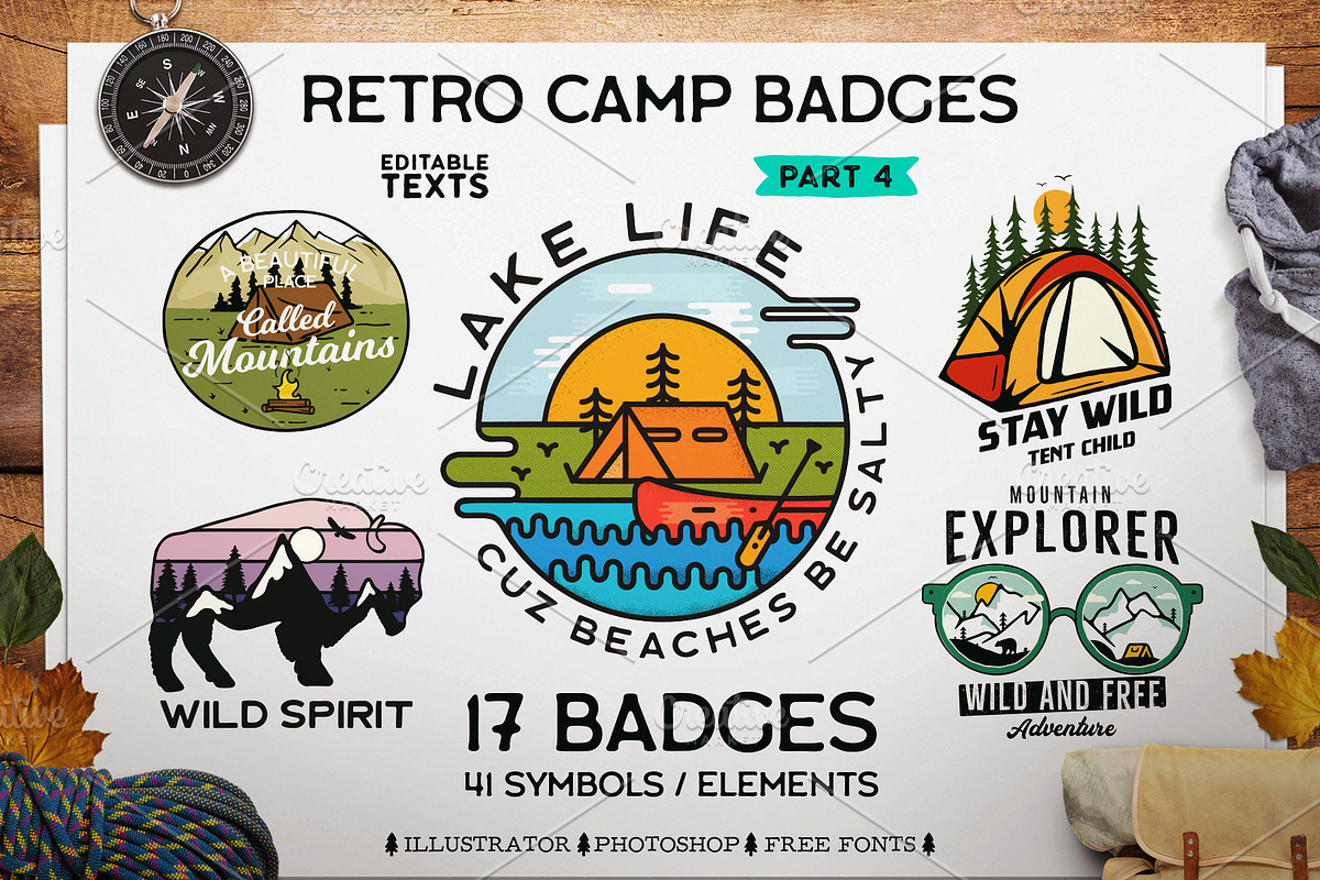 Vintage Camp Badge Logo Mega Kit, a Branding & Logo Template by JeksonGraphics (Photo 28 of 37)
