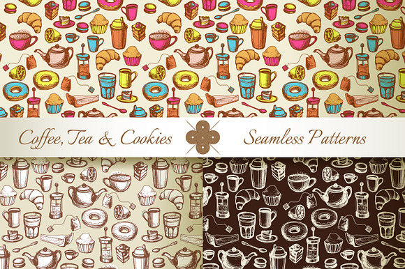 Seamless Pattern With Coffee And Tea