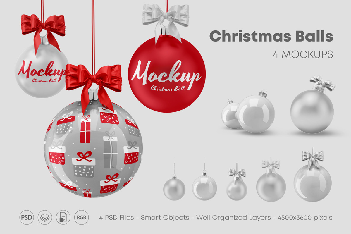 Christmas Ball Mockup Set, an Advertising Mockup by Graphic Bird (Photo 1 of 9)