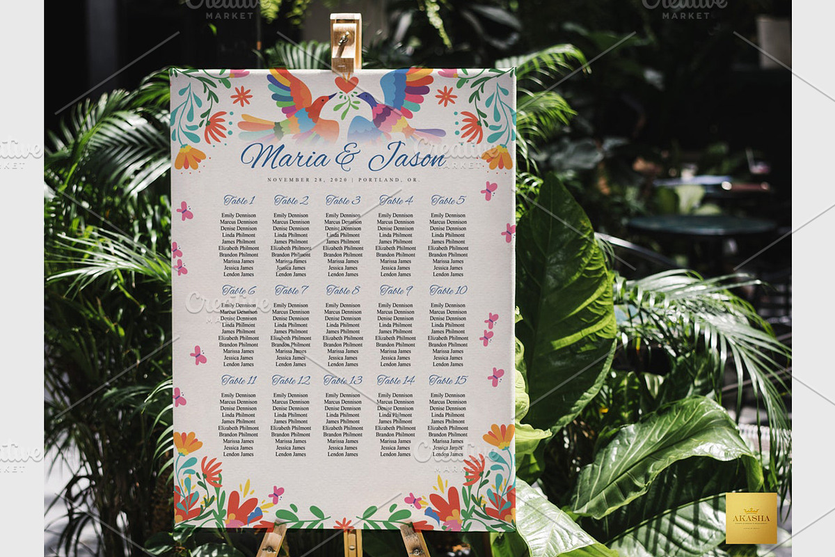 Mexican Seating Chart | CANVA, a Stationery Template by Creative Market (Photo 3 of 5)