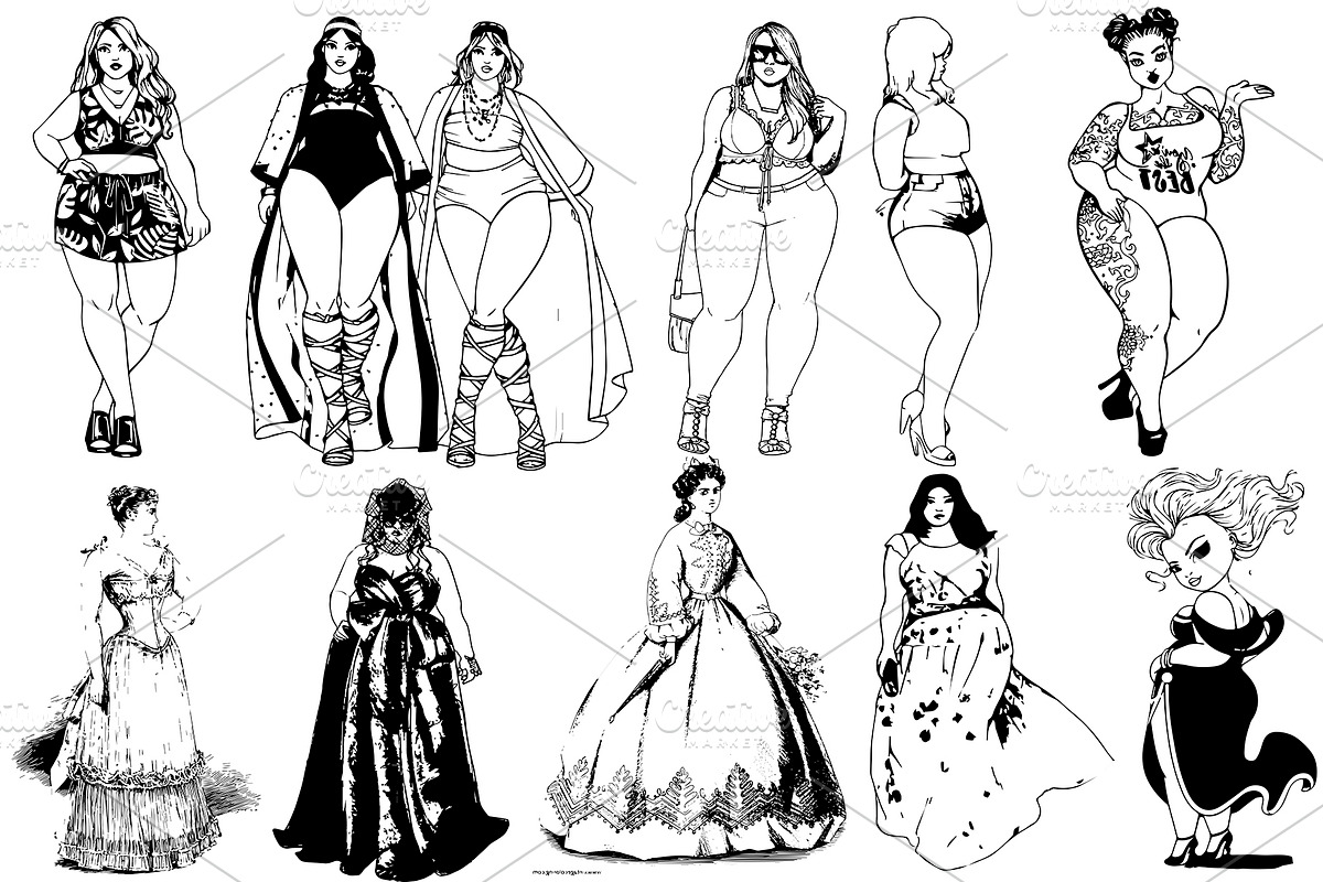 50 fashion body positive girls, a Decorative Illustration by AnastasiyaOleynik (Photo 4 of 6)