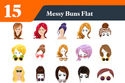 Messy Bun Flat Illustrations Bundle, a Duotone Icon by EllaMaiyaali (Thumbnail 2 of 3)