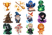 Watercolor Wizard Movies 30 Clipart, a Decorative Illustration by stickermadness (Thumbnail 2 of 4)