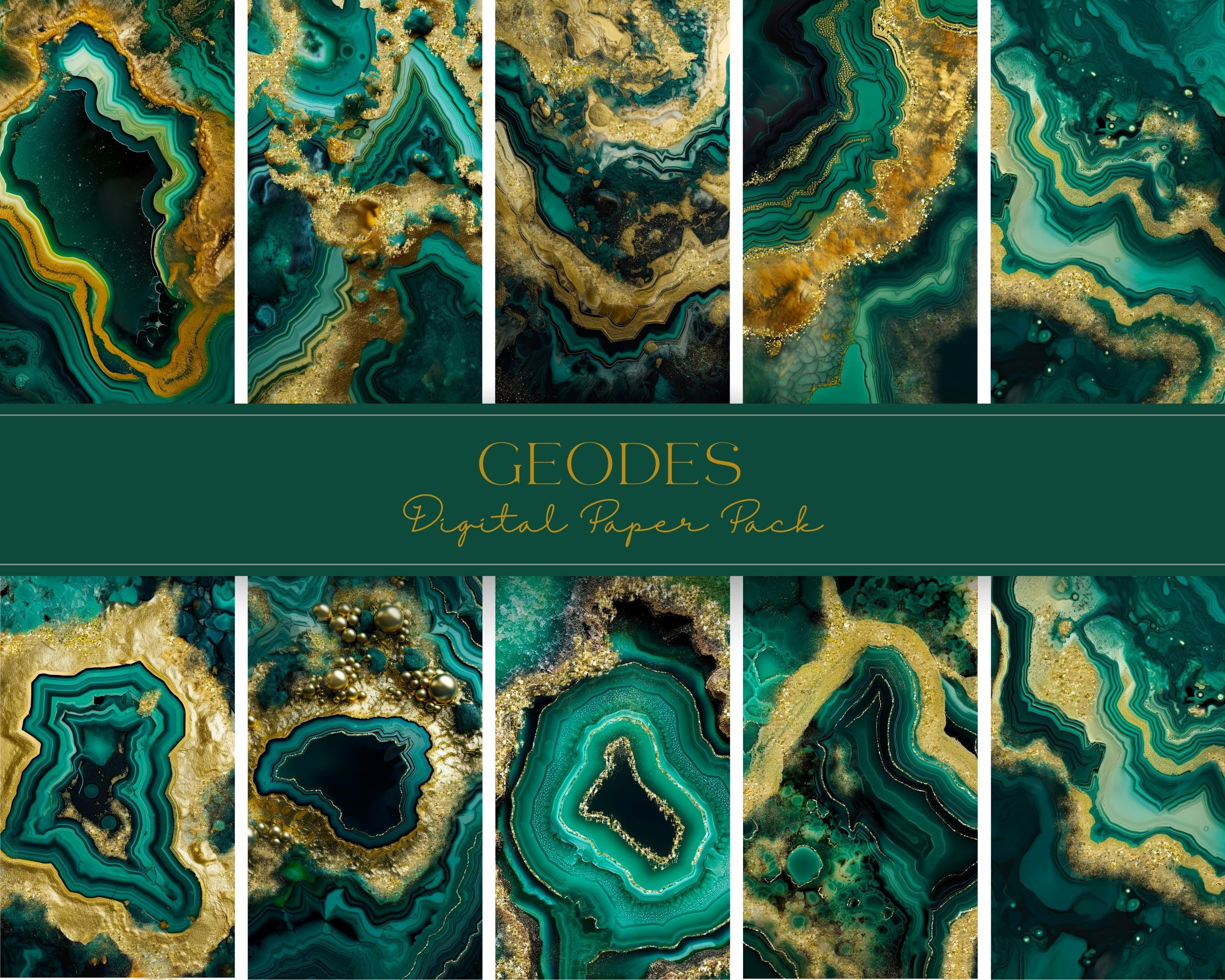 Green Geodes Digital Paper Pack, a Texture Illustration by Tanya Kart