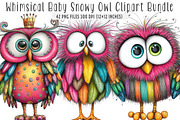 Whimsical Baby Snowy Owl Clipart, an Illustration by SinaCreation (Thumbnail 1 of 7)