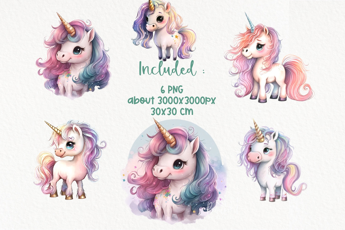 Unicorn PNG clipart. Unicorn Face., an Animal Illustration by RivusArt (Photo 3 of 4)