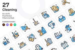 Cleaning Icons Set - Filled Line, an Icon by Kmg Design