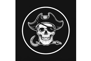 Grinning Skull With Pirate Hat And