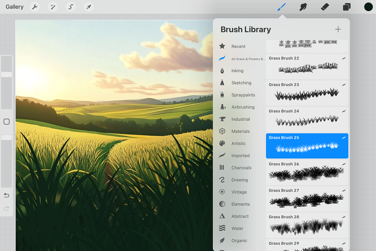 Procreate Grass and Flower Brushes, a Brushes & More by HopeArtIllustration (Photo 2 of 7)