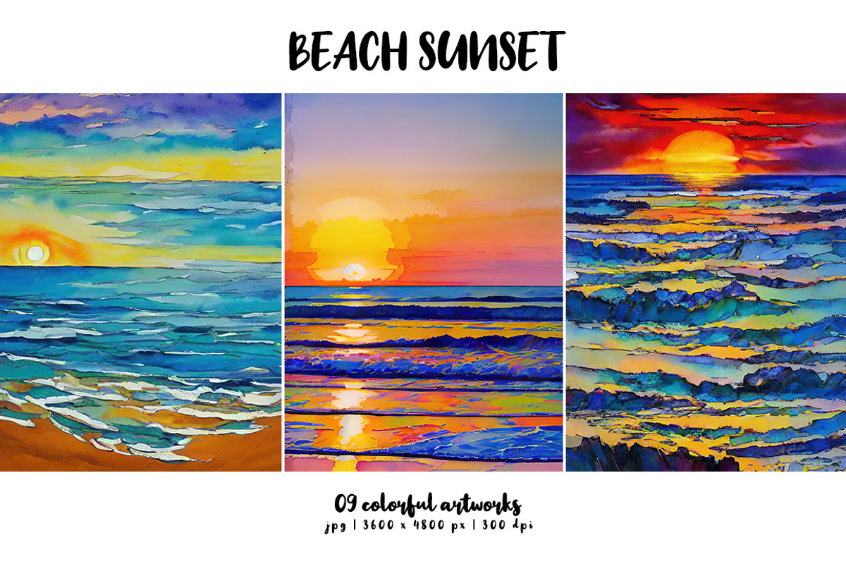 Beach Sunset, a Decorative Illustration by Digital Art Creations (Photo 2 of 7)