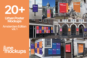 20+ Urban Poster Mockups Amsterdam, a Mockup by JuneMockups