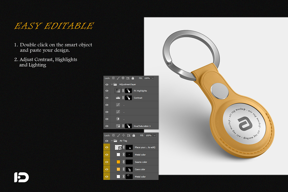 AirTag Keychain Mockup Set, a Wearable Device Mockup by ForgeDesign (Photo 3 of 7)