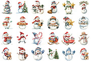 Christmas Snowman Clipart, Christmas, an Illustration by Sublimation Artist (Thumbnail 2 of 6)