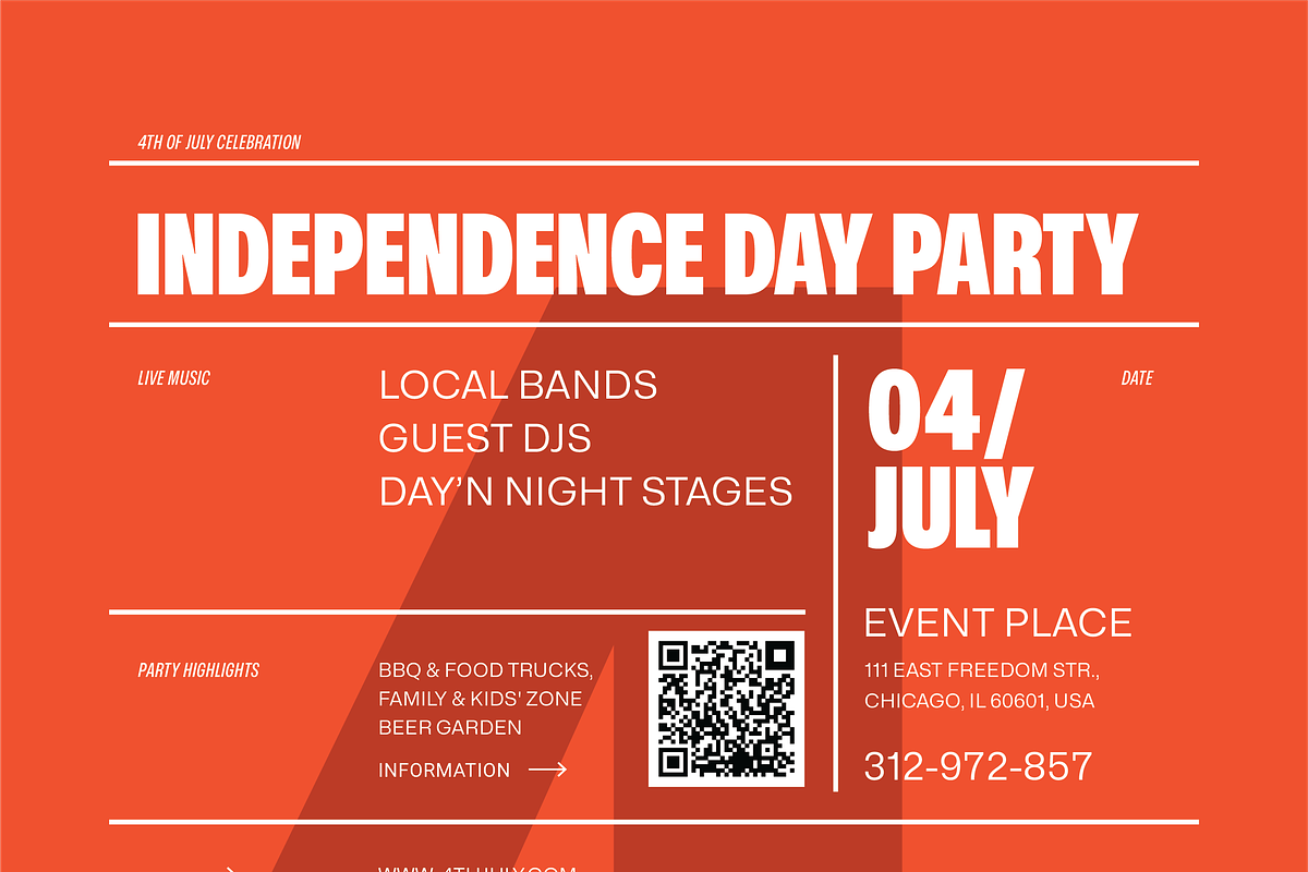 4th Of July Party Event Poster, a Flyer Template by Danil Polshin (Photo 2 of 2)