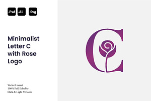 Minimalist Letter C with Rose Logo, a Branding & Logo Template by Luxury Logos
