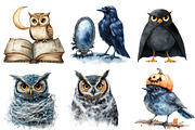 Watercolor Halloween Birds Clipart, an Illustration by Designworld (Thumbnail 3 of 6)