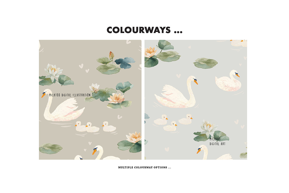 Swan & Duckling Nursery pattern, a Pattern Graphic by Milatoo (Photo 3 of 4)