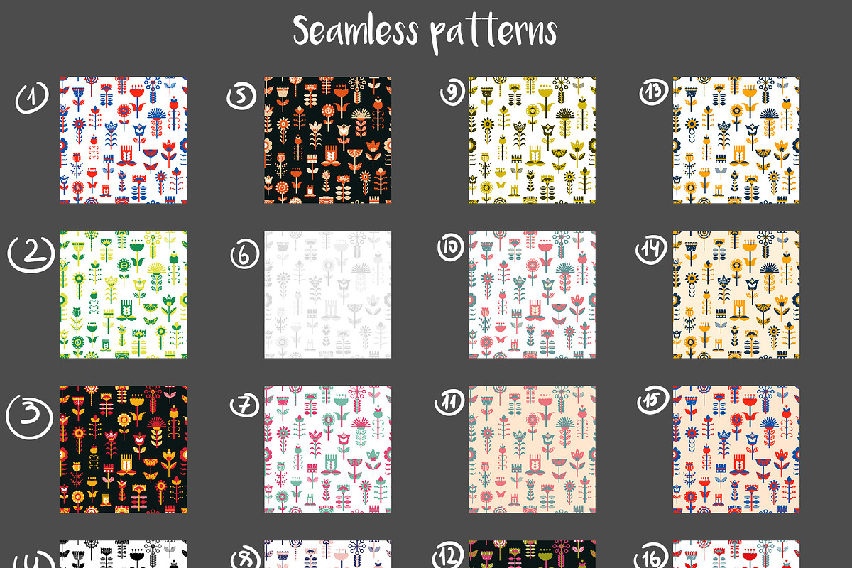Folk Art Seamless Collection, a Background Graphic by Petite Lily (Photo 5 of 8)