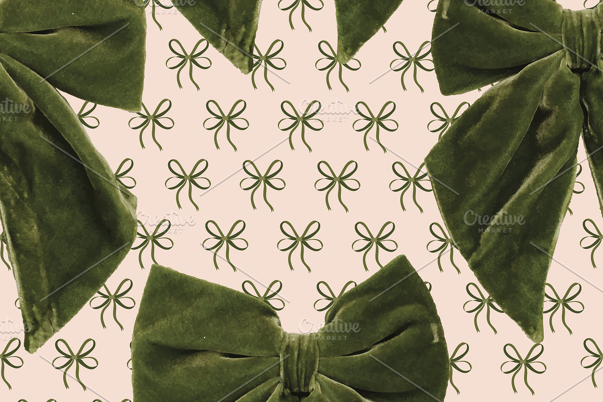 Green Bow Collection Seamless (9), a Pattern Graphic by Amy Lynn Grover (Photo 4 of 9)