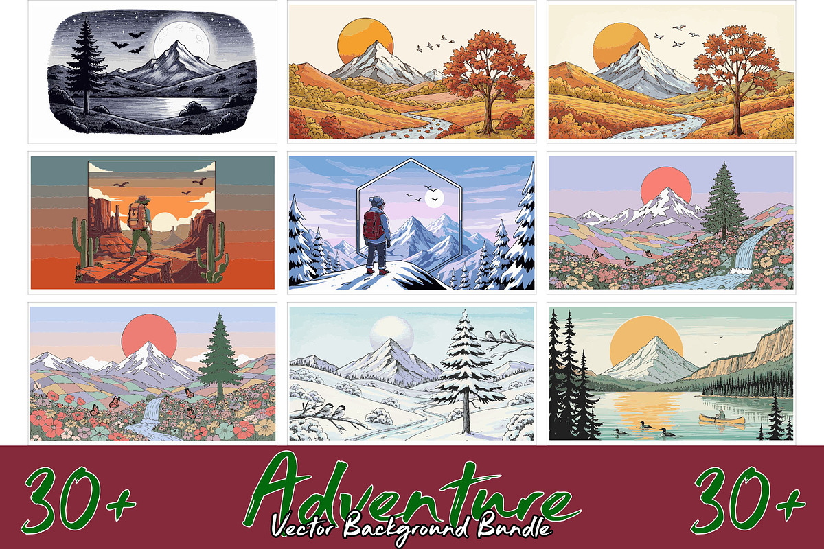 Artistic mountain landscape Bundle, a Background Graphic by Sofia's Fashion (Photo 4 of 4)