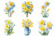 Watercolor Daffodil Clipart, an Illustration by Black Bird Studio (Thumbnail 3 of 5)
